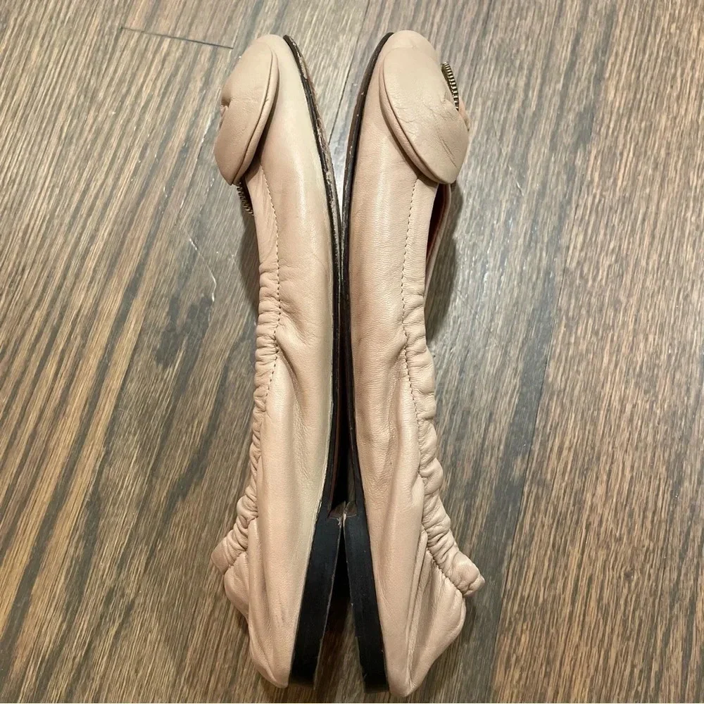 See By Chloe Zipper Bow Scrunch Ballerina Flat Leather Size EU 36.5